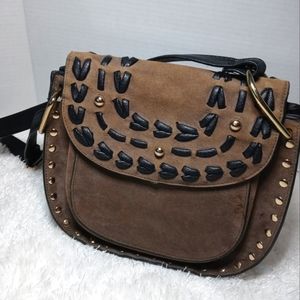 Womens suede faux leather shoulder bag